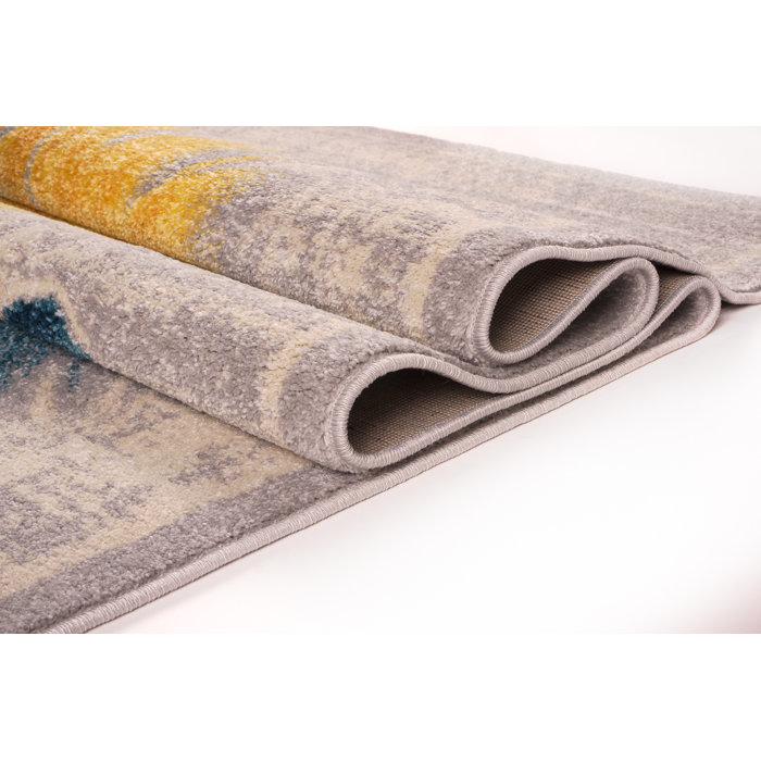 Ebern Designs Criddle Performance Teal/Yellow Rug & Reviews Wayfair